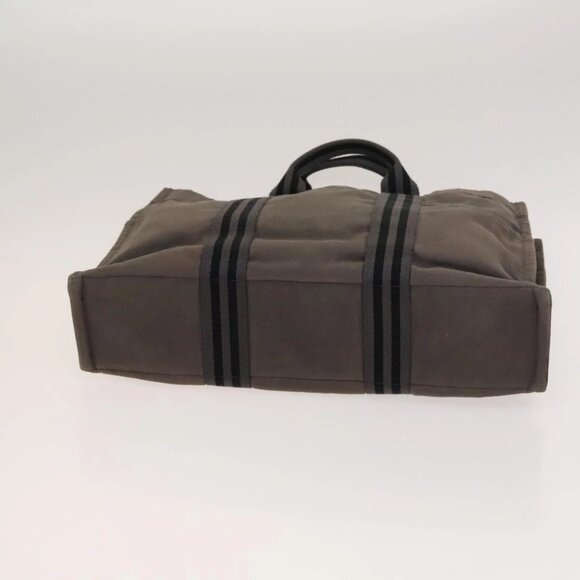 HERMES Fourre Tout MM Hand Bag Canvas 2Set Gray Navy Auth ti3040 - Picture 7 of 16